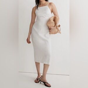 NWT Madewell Goldie Linen Midi White Spring Summer Dress Sz 4 MSRP $110